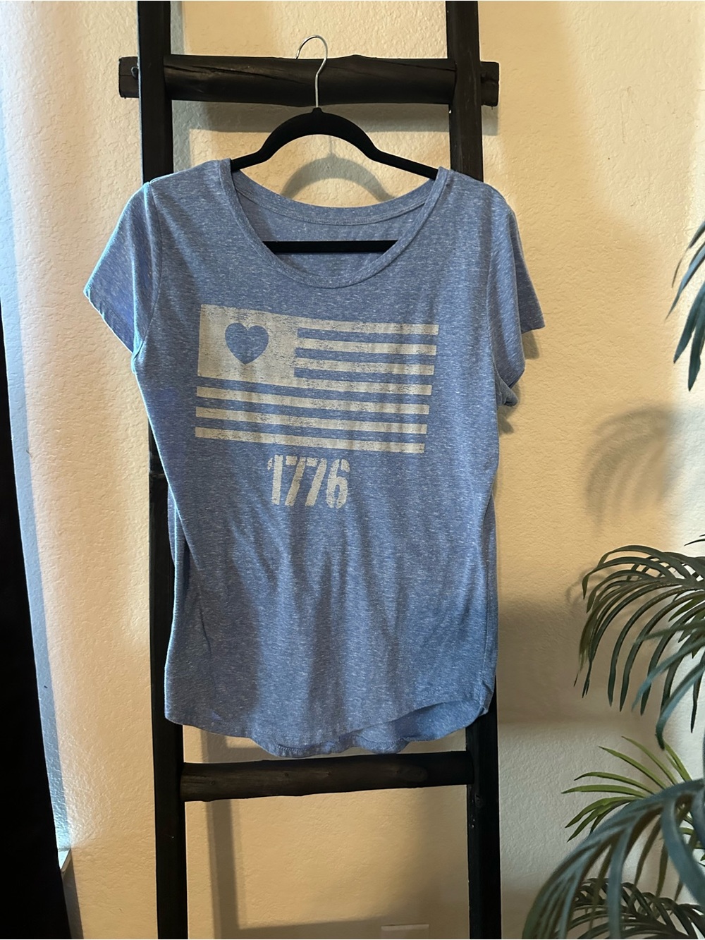 Source Unknown Blue Short-Sleeve Tee with 1776 Flag Graphic